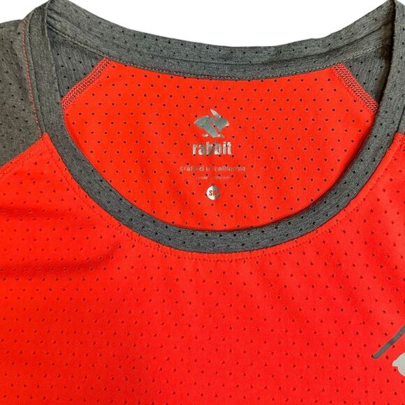 RABBIT Women’s Fiery Coral & Gray Raglan Short Sleeve EZ Tee Perf Top Size Small - Picture 7 of 9